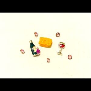 Origami Owl Wine & Cheese Charms & Swarovski Stardust Crystals